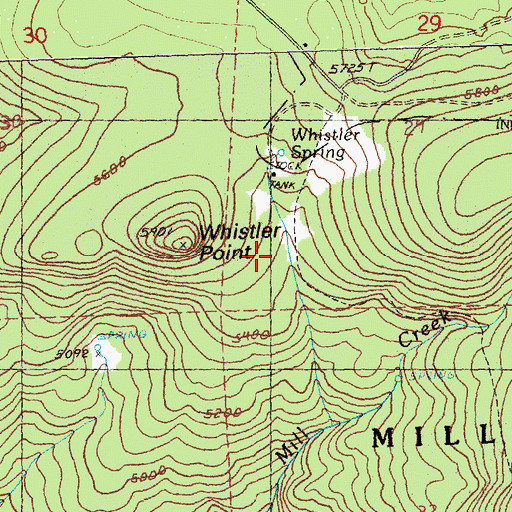 Topographic Map of Whistler Recreation Site, OR