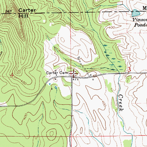 Topographic Map of Carter Cemetery, AL
