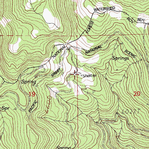 Topographic Map of Grouse Gap Shelter, OR