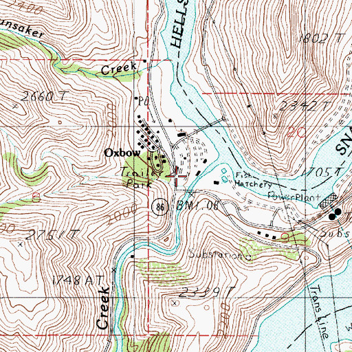Topographic Map of Copperfield Campground, OR