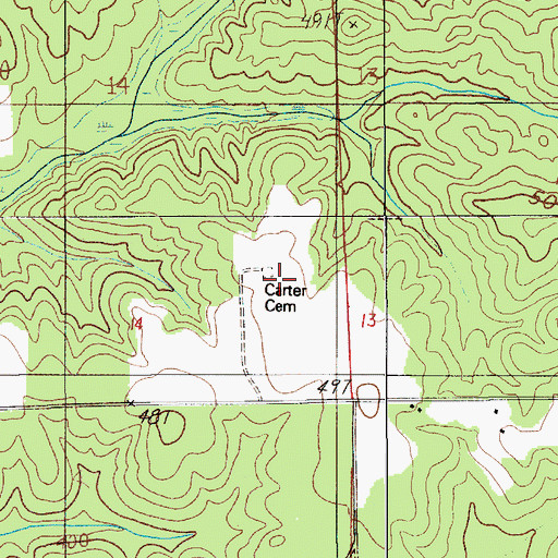 Topographic Map of Carter Cemetery, AL