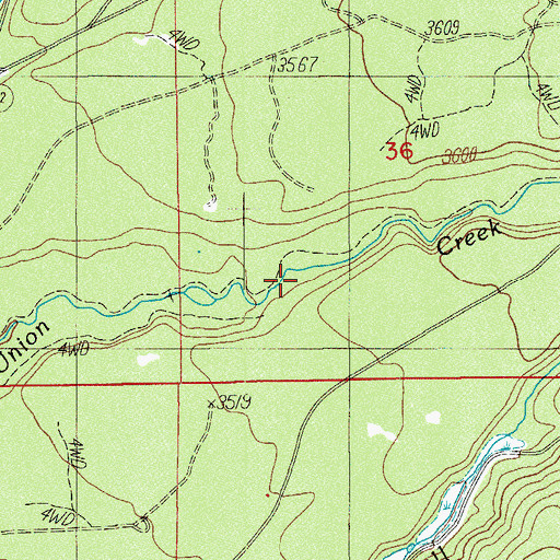 Topographic Map of Union Creek Trail, OR