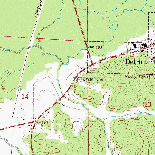 Topographic Map of Carter Cemetery, AL