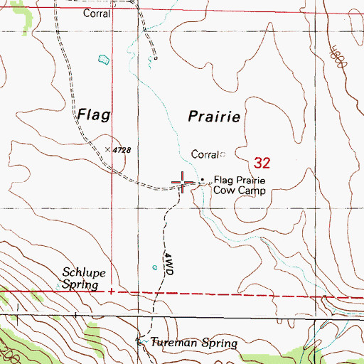 Topographic Map of Flag Prairie Cow Camp, OR