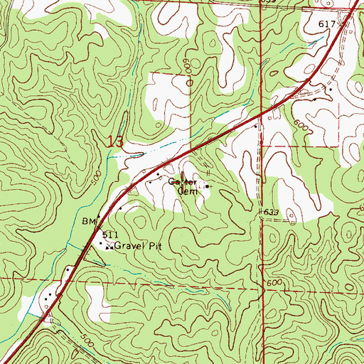 Topographic Map of Carter Cemetery, AL