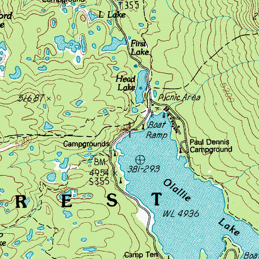Topographic Map of Olallie Lake Recreation Site, OR