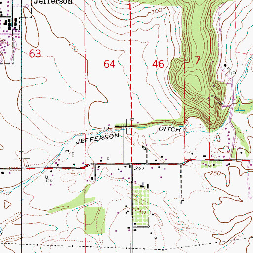 Topographic Map of Jefferson Ditch, OR