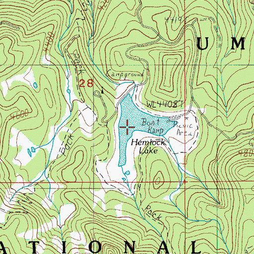 Topographic Map of Hemlock Lake, OR