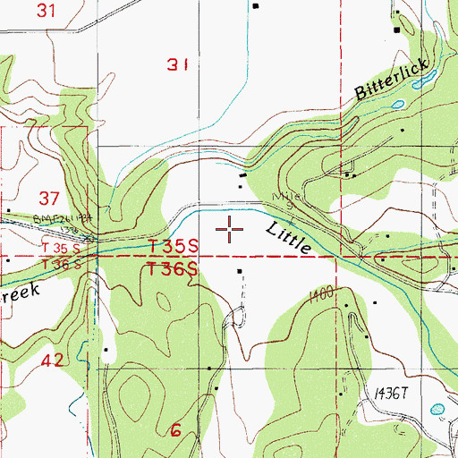 Topographic Map of Bitterlick Creek, OR