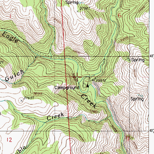 Topographic Map of Eagle Forks Recreation Site, OR