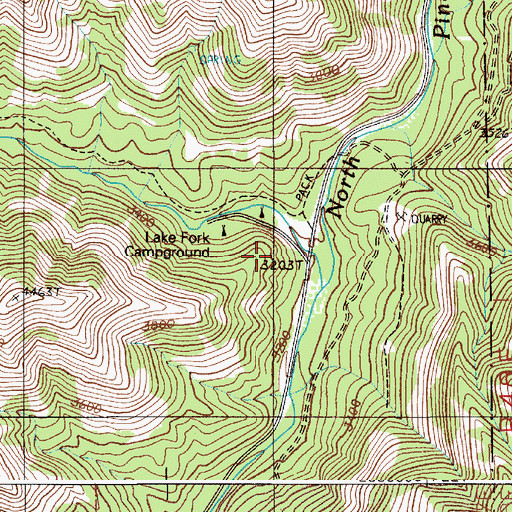 Topographic Map of Lake Fork Recreation Site, OR