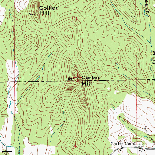 Topographic Map of Carter Hill, AL