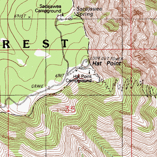 Topographic Map of Hat Point Recreation Site, OR