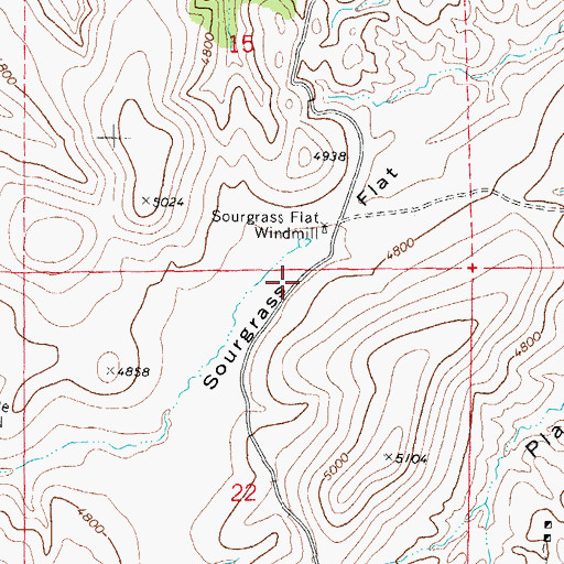 Topographic Map of Sourgrass Flat, AZ