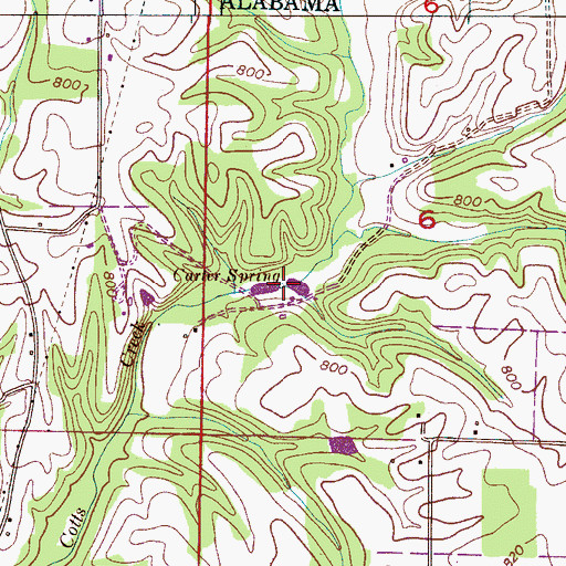 Topographic Map of Carter Spring, AL