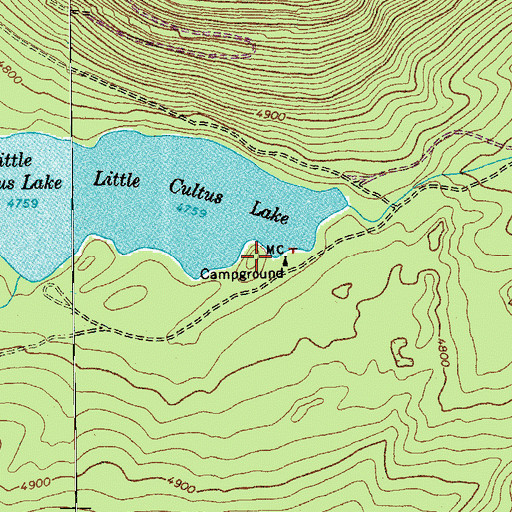 Topographic Map of Little Cultus Lake Recreation Site, OR