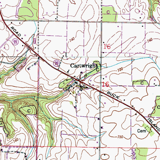 Topographic Map of Cartwright, AL