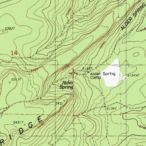 Topographic Map of Alder Spring Recreation Site, OR