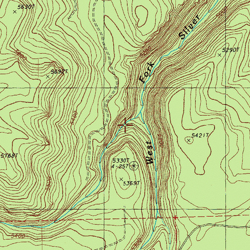 Topographic Map of North Fork Silver Creek, OR