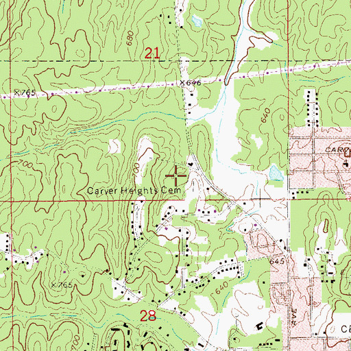 Topographic Map of Carver Heights Cemetery, AL