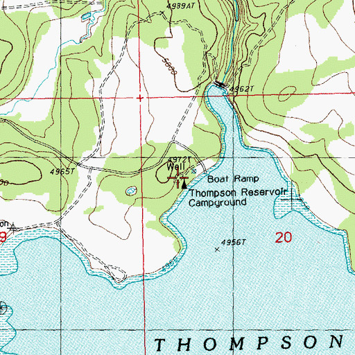 Topographic Map of Thompson Reservoir Recreation Site, OR
