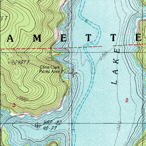 Topographic Map of Cline Clark Recreation Site, OR