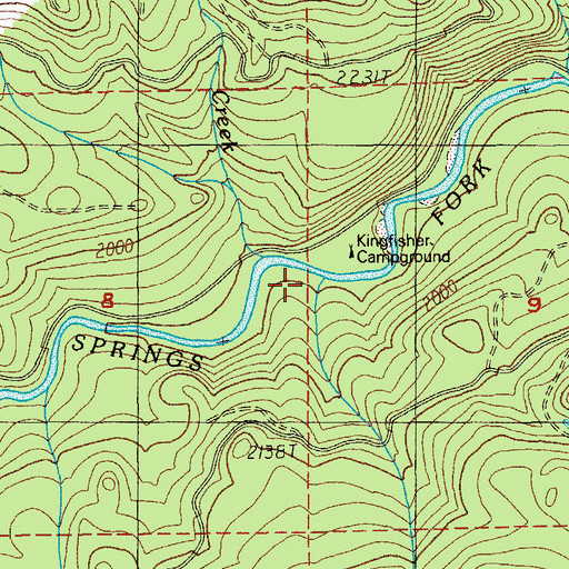 Topographic Map of Kingfisher Recreation Site, OR