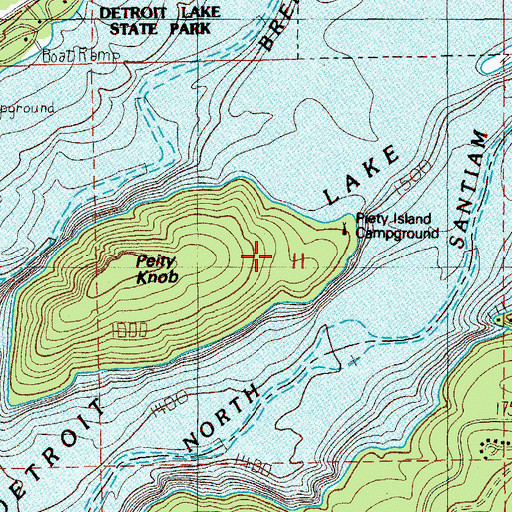 Topographic Map of Piety Island Recreation Site, OR