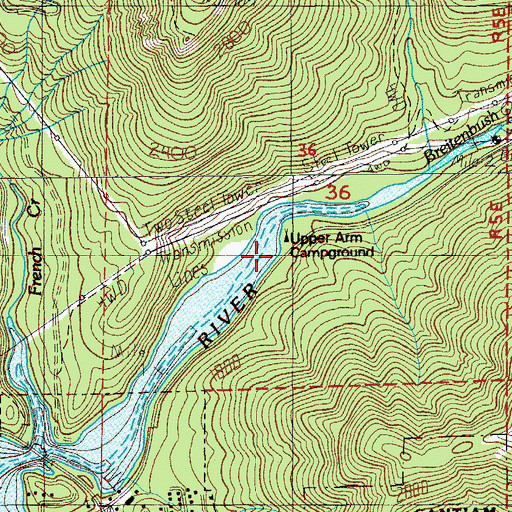 Topographic Map of Upper Arm Recreation Site, OR