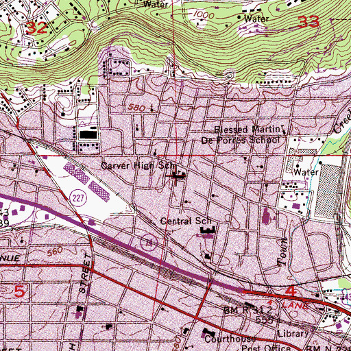 Topographic Map of Carver High School, AL