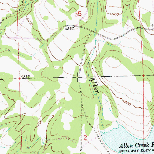 Topographic Map of Allen Creek Horse Camp, OR