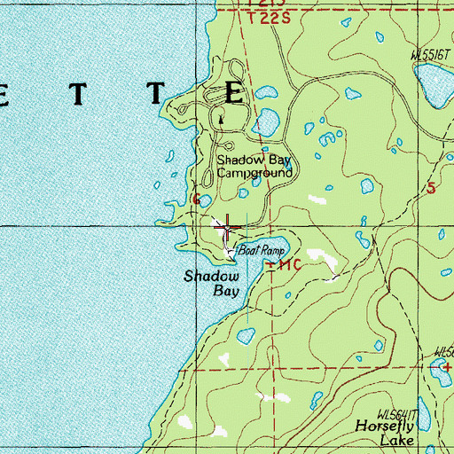 Topographic Map of Shadow Bay Recreation Site, OR