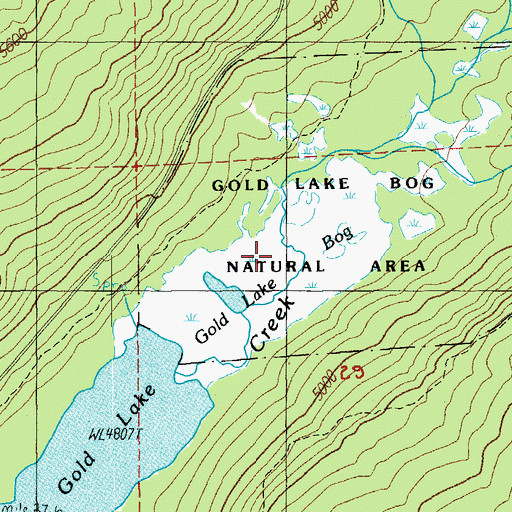 Topographic Map of Gold Lake Bog Research Natural Area, OR