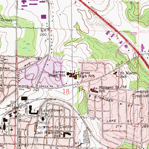 Topographic Map of Carver High School, AL