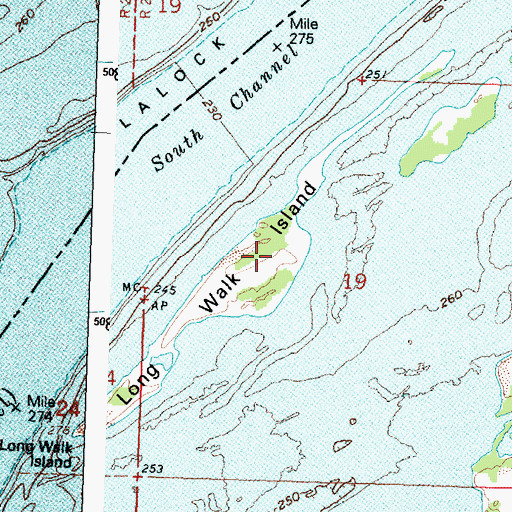 Topographic Map of Long Walk Island, OR