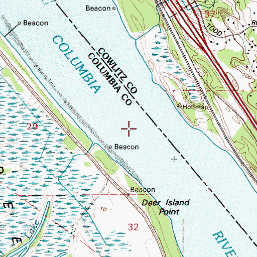Topographic Map of Bybee Ledge Channel, OR