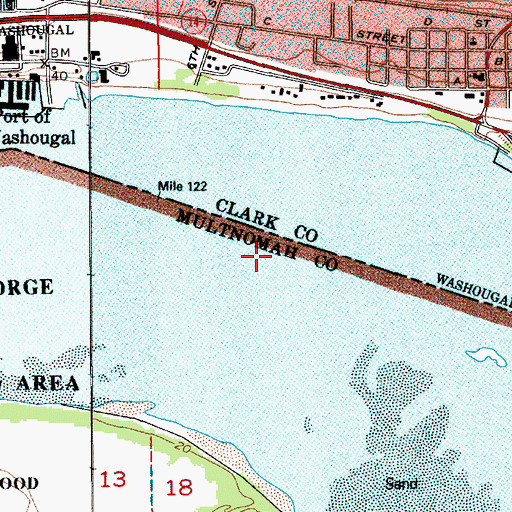 Topographic Map of Washougal Lower Range, OR