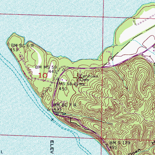 Topographic Map of Carytown Cemetery, AL