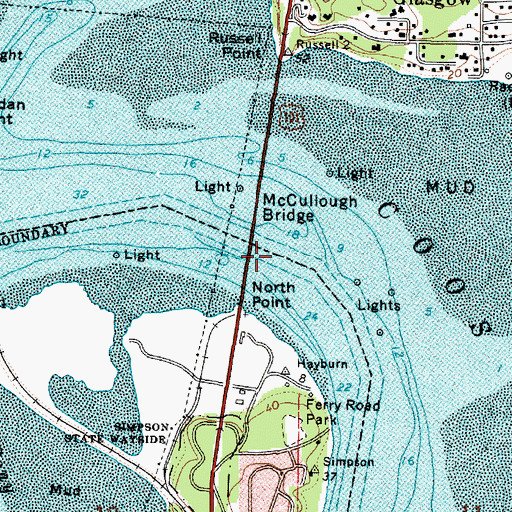 Topographic Map of North Bend Lower Range Channel, OR