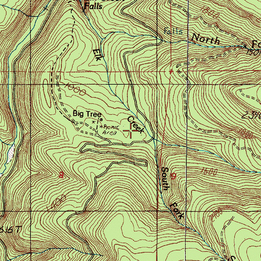 Topographic Map of Big Tree Campground, OR