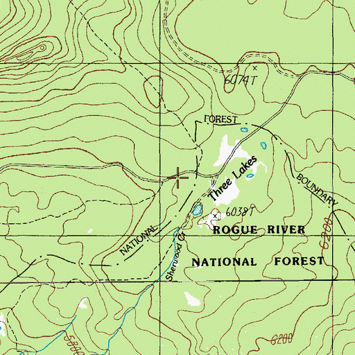 Topographic Map of Three Lakes Camp, OR