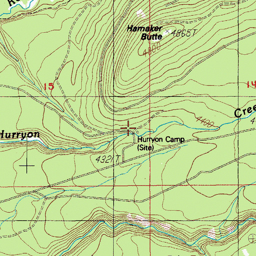 Topographic Map of Hurryon Camp, OR