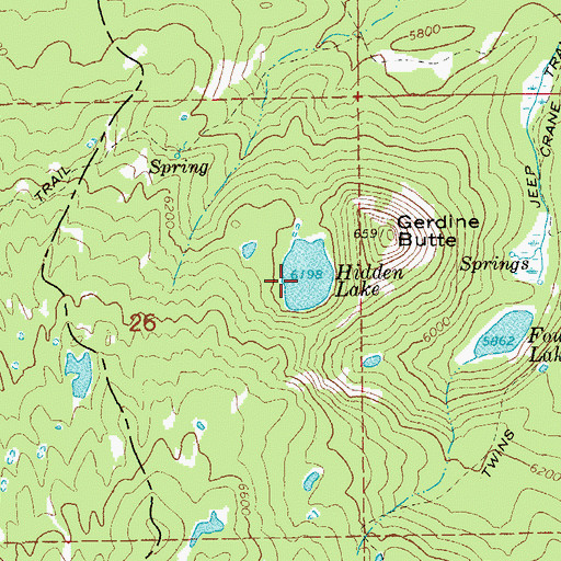 Topographic Map of Hidden Lake, OR
