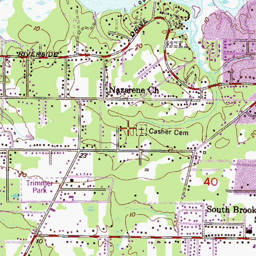 Topographic Map of Casher Cemetery, AL