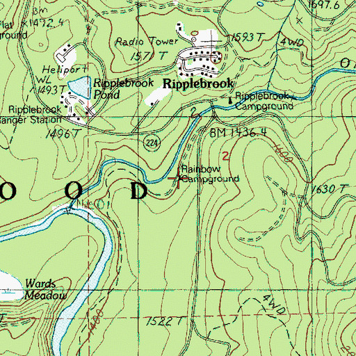 Topographic Map of Rainbow Recreation Site, OR