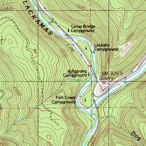 Topographic Map of Armstrong Recreation Site, OR