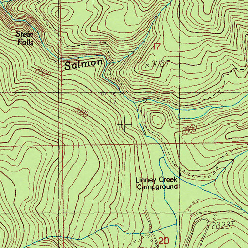 Topographic Map of Linney Creek Recreation Site, OR