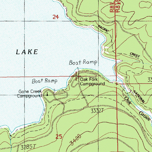 Topographic Map of Oak Fork Recreation Site, OR