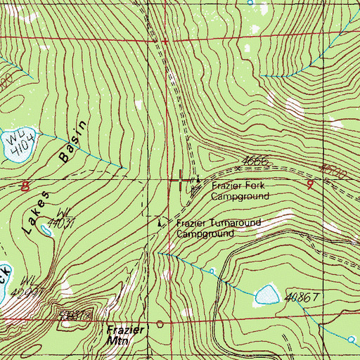 Topographic Map of Frazier Fork Campground, OR