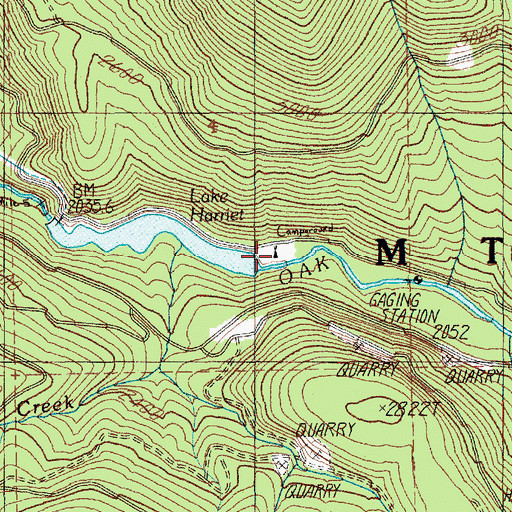 Topographic Map of Lake Harriet Recreation Site, OR
